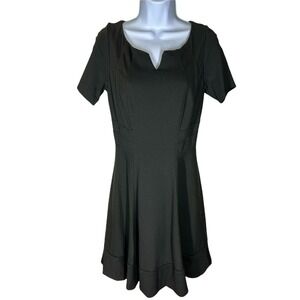 White House Black Market Black Short Sleeve Mini A-Line Dress Women's Size 8